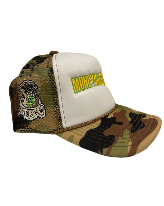 Money bag Camo Snap back trucker hat
