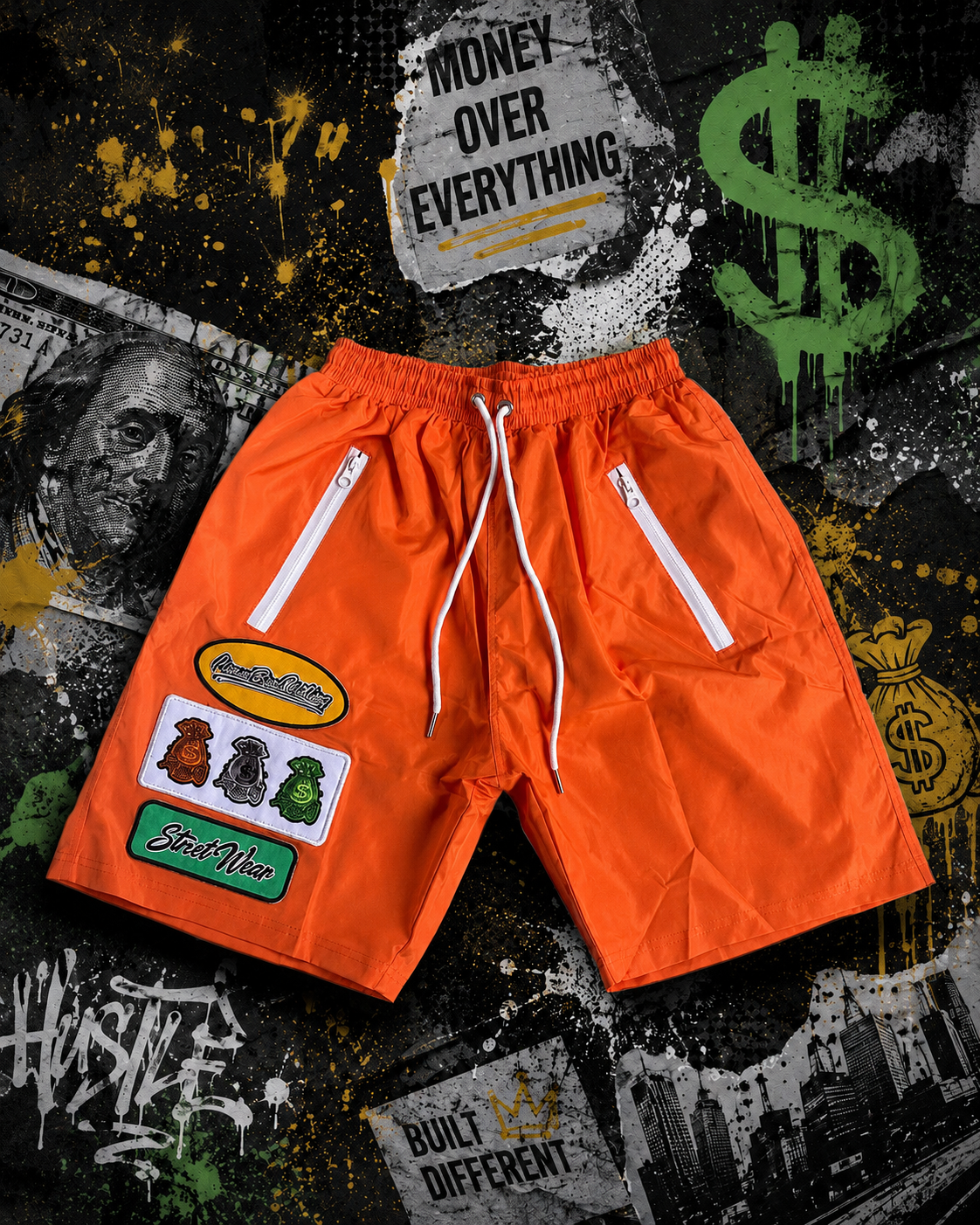Money Bag embroidered patches windbreaker shorts